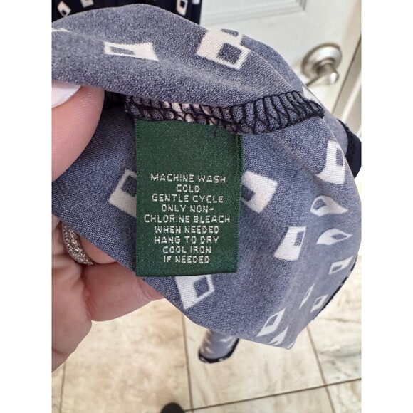 Lauren Ralph Lauren Navy Blue Geomatic Pattern Sleeveless Dress Size 12 - Picture 7 of 10